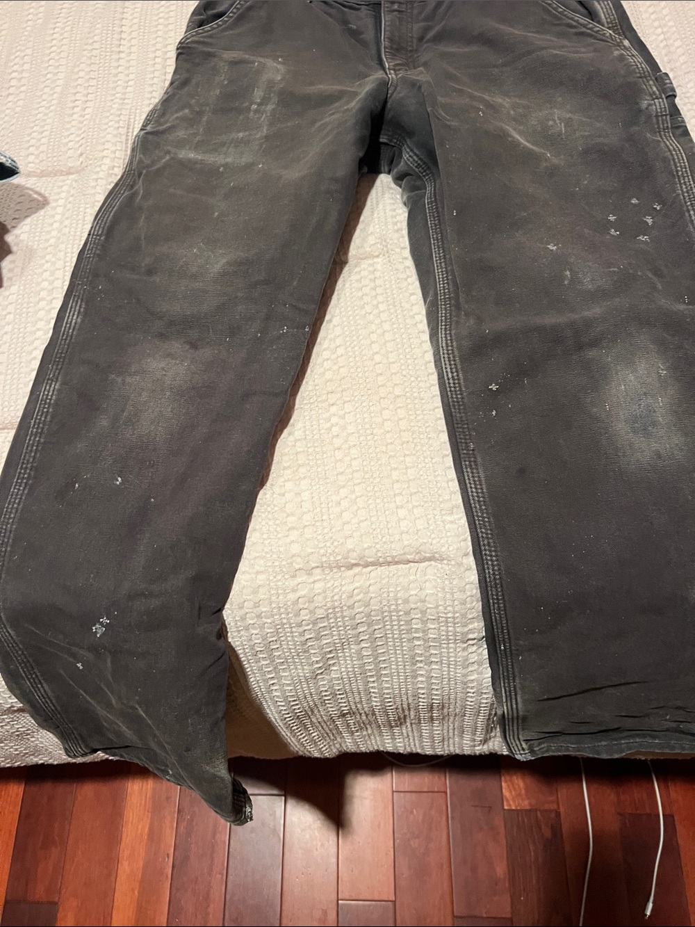 Carhartt Black Straight Work Jeans with Paint Splatter